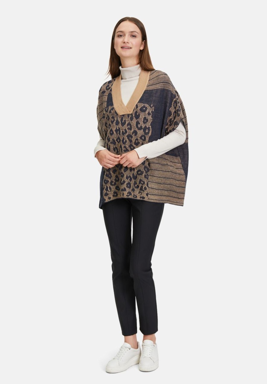 Strick | Betty Barclay Strick-Poncho Mit Color Blocking